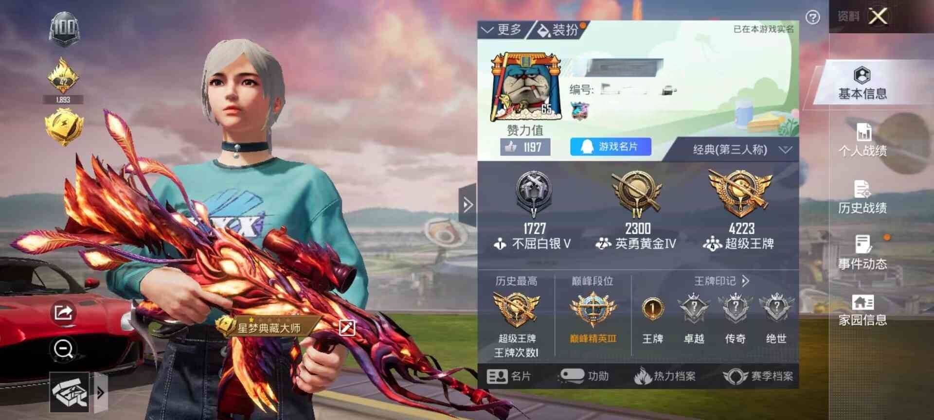 和平精英账号安卓QQ002:002：2128ZY【精品号】安卓QQ【1王牌，62329热力值】【5载具，152套装，141枪皮，86头盔皮，45伞皮，3滑翔尾迹】【M416-风花雪月[7级]，M416-心之恋语[7级]，