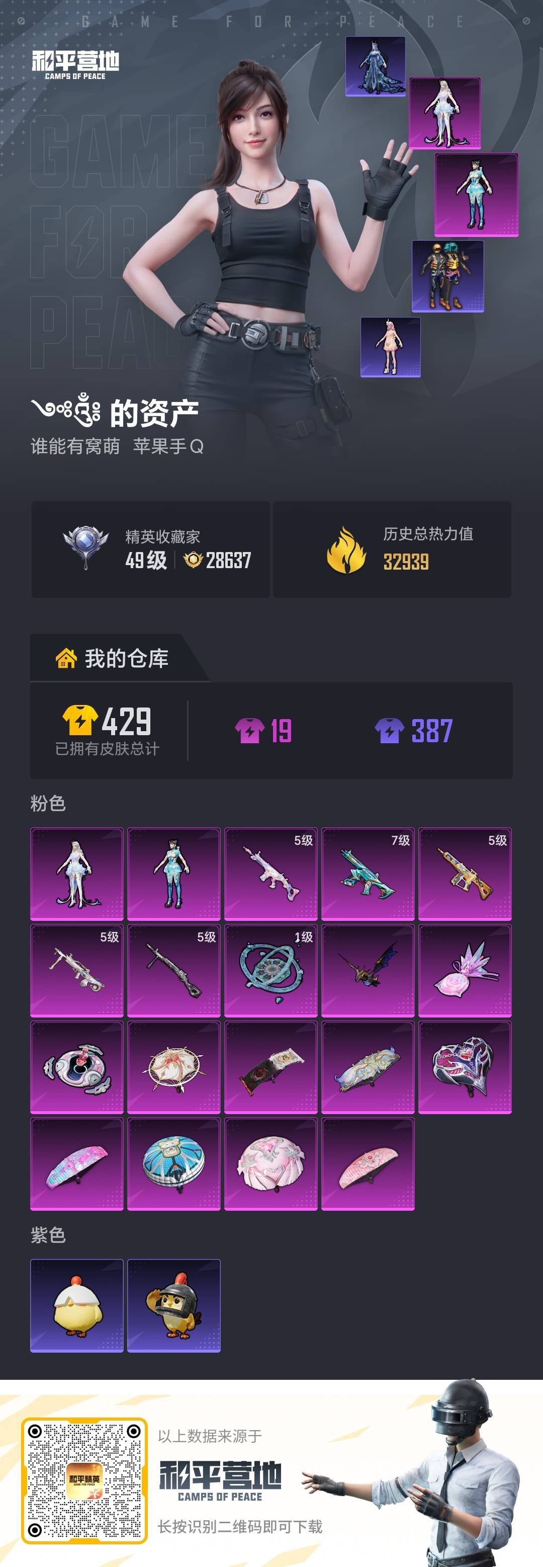 和平精英账号安卓QQwhzy:W1453
苹果手Q-0王牌印记-2粉装-5特效枪-32939热力值-74套装-118枪皮
【2粉装】角色-夜鸢箴言,角色-异瞳寒姬
【5特效枪】AA12-G-其乐融融/5级,蜜獾-异瞳寒姬